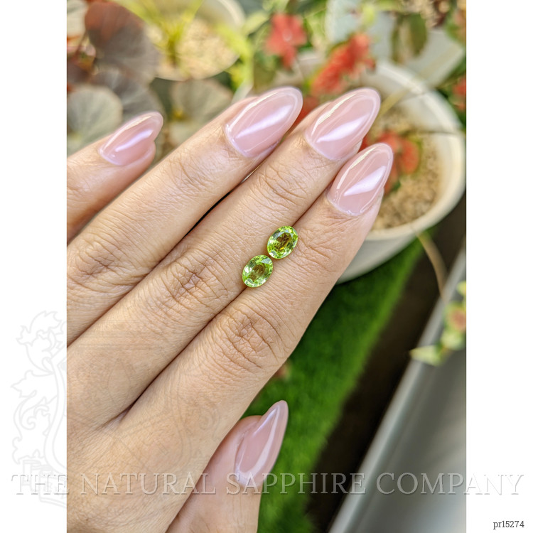 1.74 Ct.Tw. Green (Lime Green) Peridot Pair from Pakistan