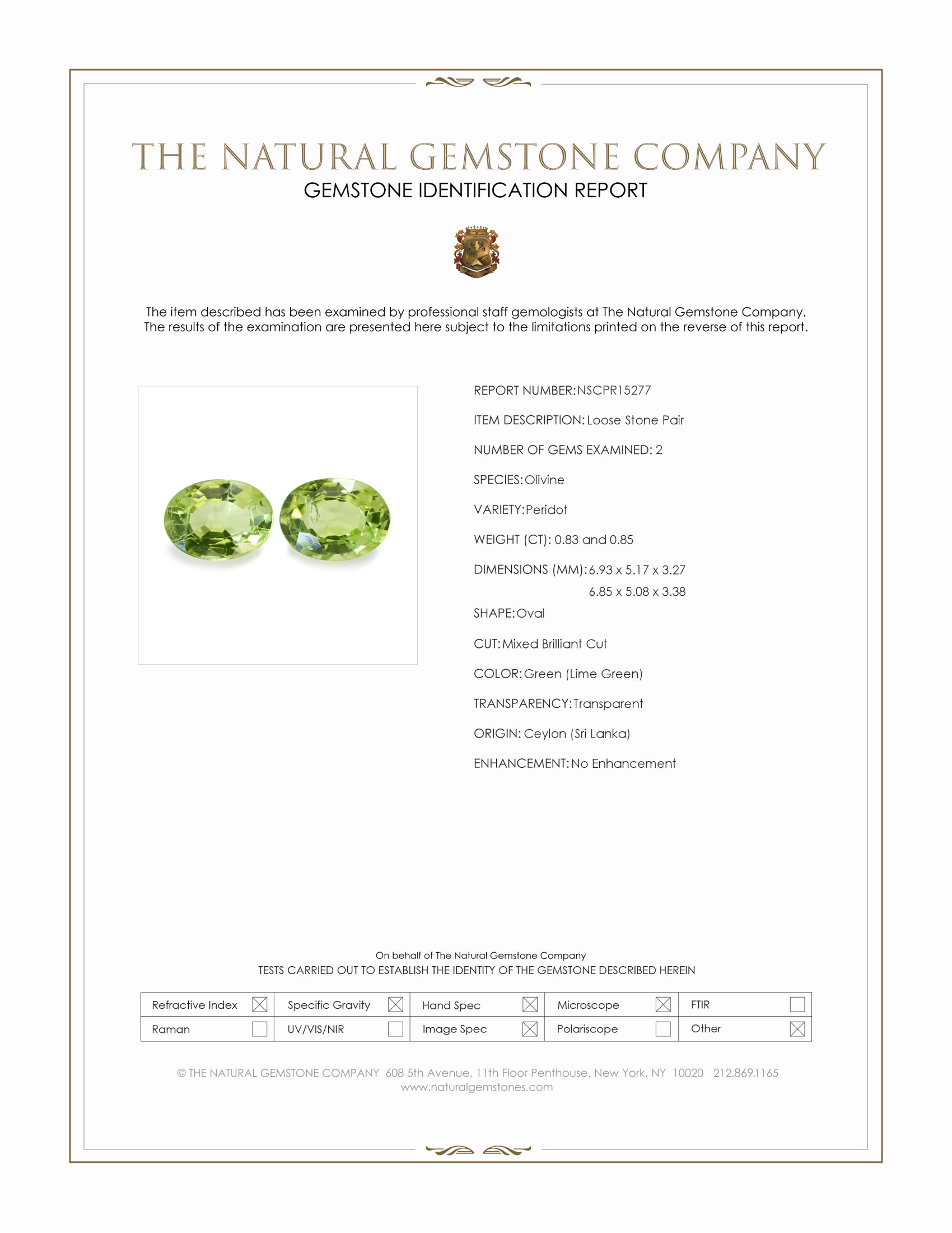 1.68 Ct.Tw. Green (Lime Green) Peridot Pair from Pakistan