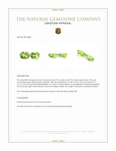 1.90&nbsp;Ct.Tw.Total Carat Weight Green (Lime Green) Peridot Pair from Brazil Appraisal
