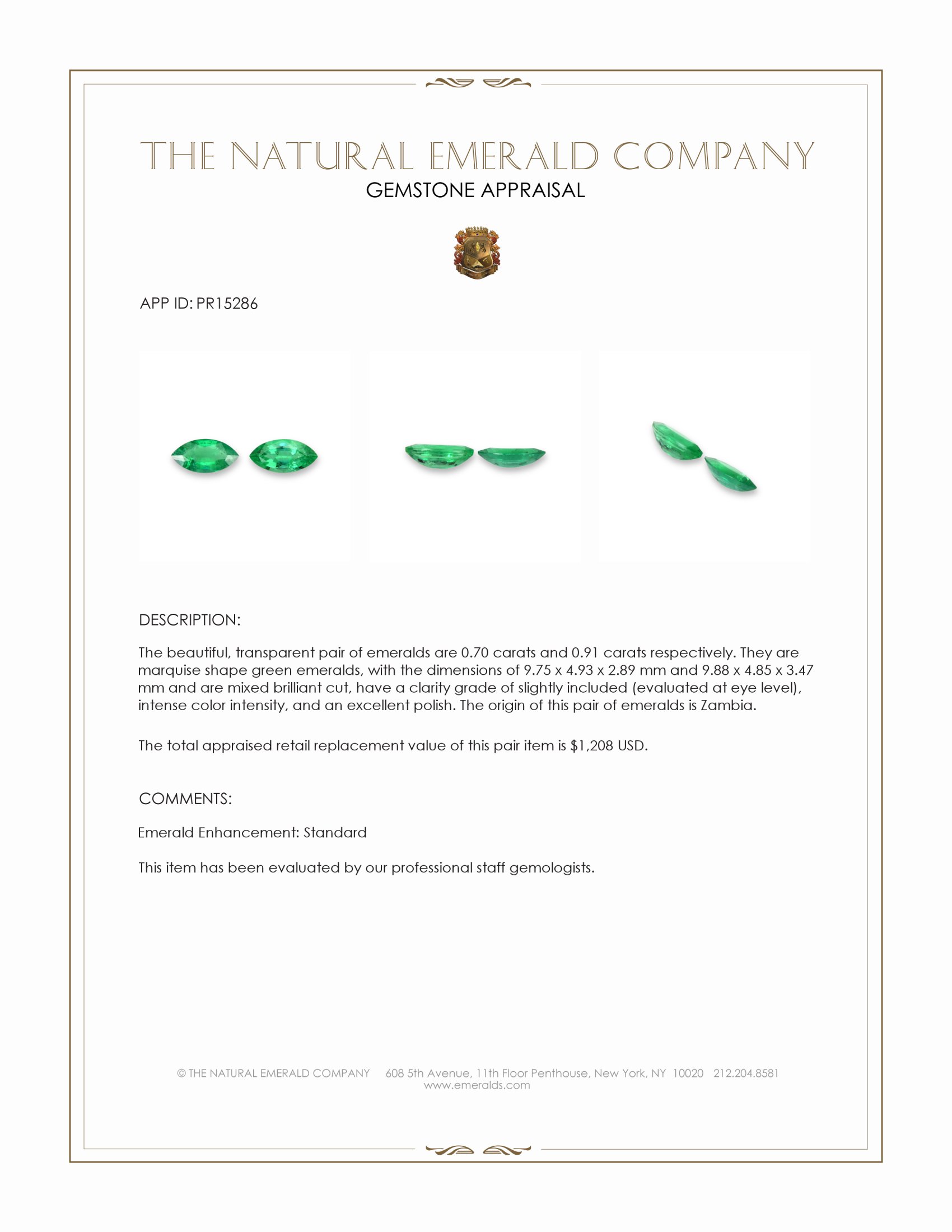 1.61 Ct.Tw. Emerald Pair from Zambia