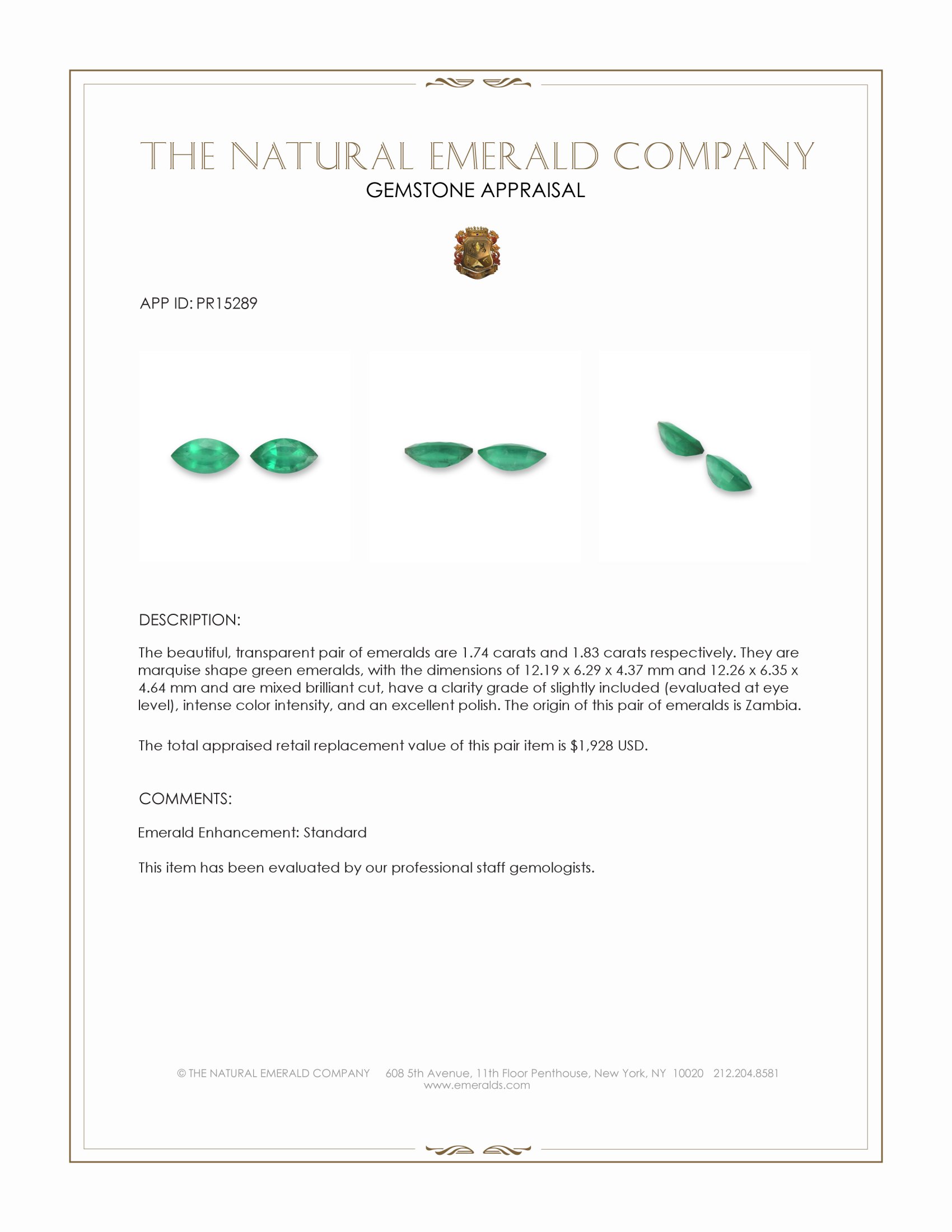 3.57 Ct.Tw. Emerald Pair from Zambia