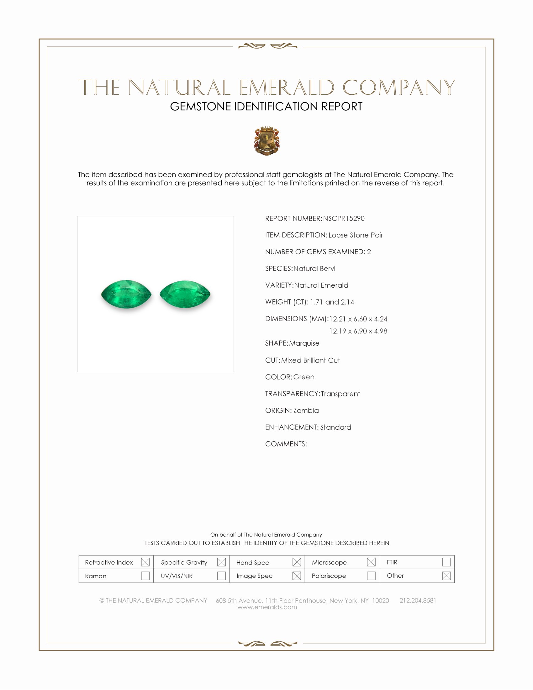 3.85 Ct.Tw. Emerald Pair from Zambia