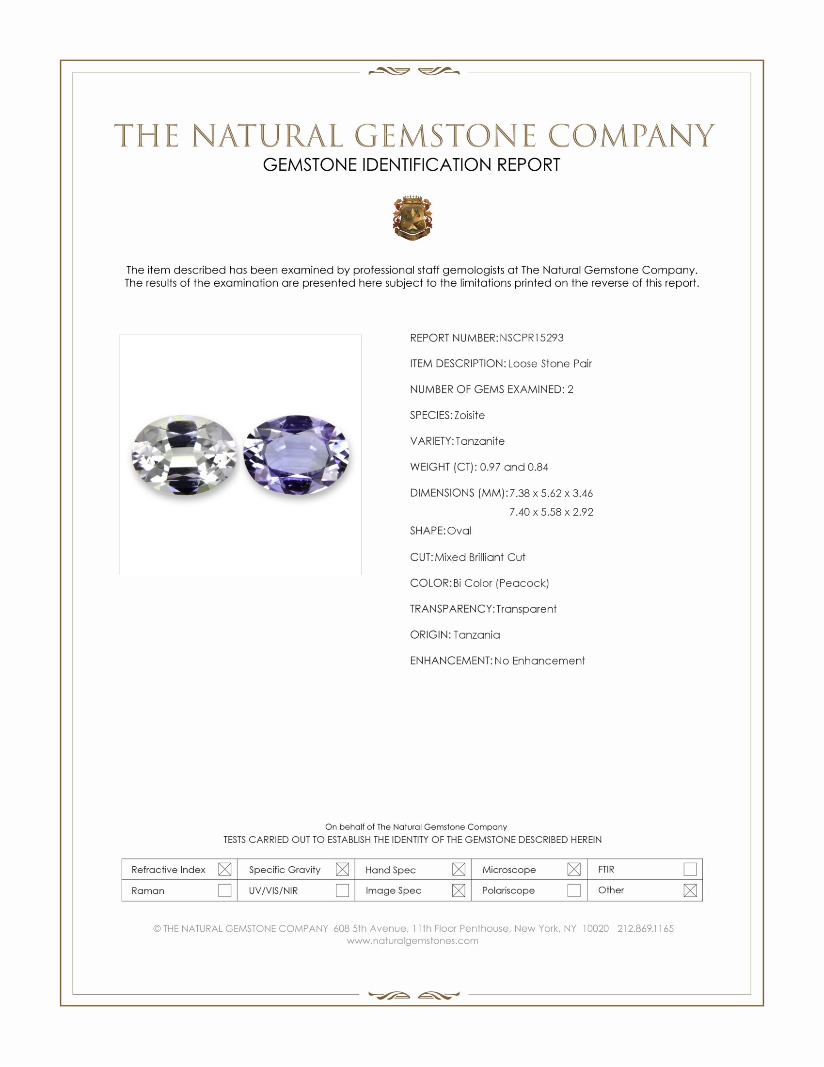 1.81 Ct.Tw. Bi Color (Peacock) Tanzanite Pair from Tanzania