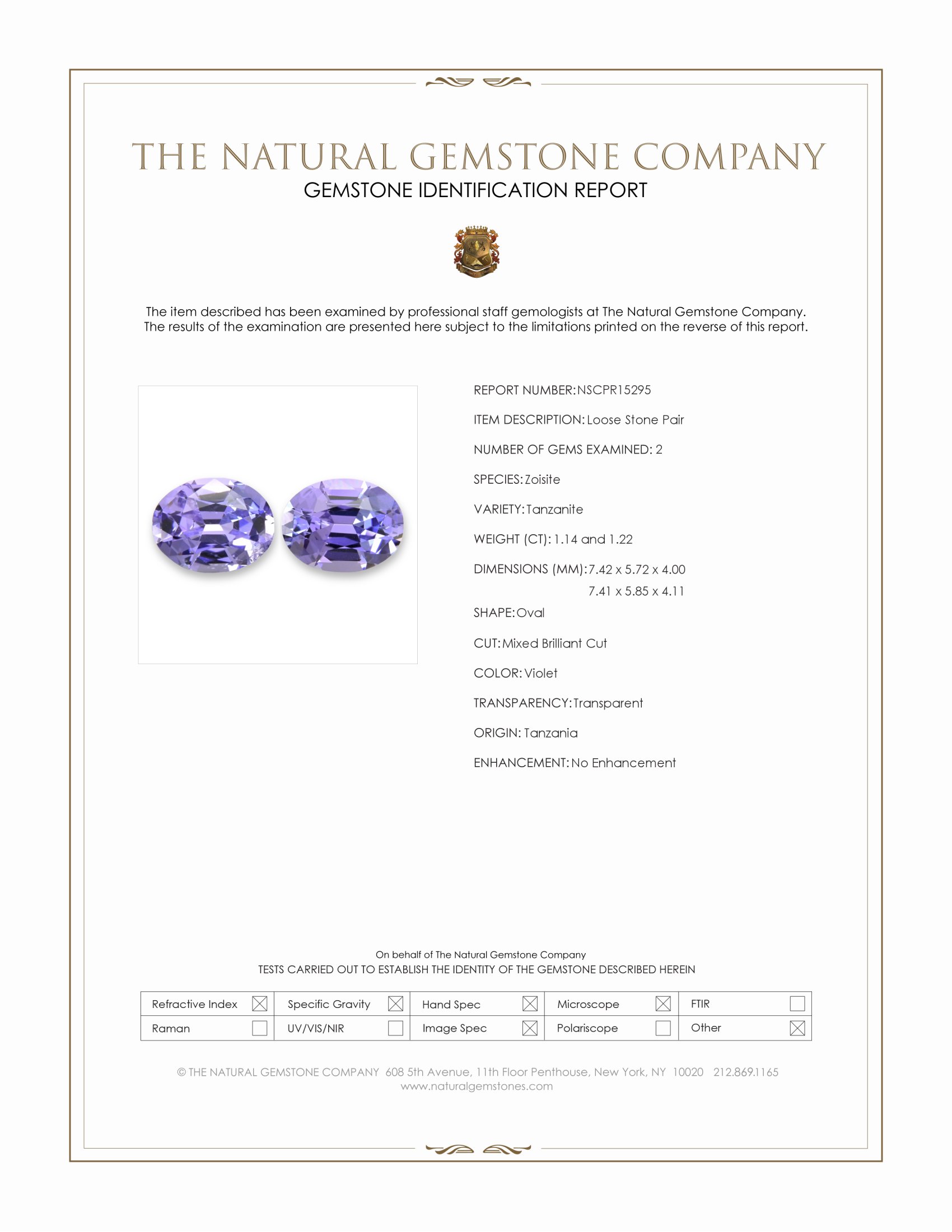 2.36 Ct.Tw. Violet Tanzanite Pair from Tanzania