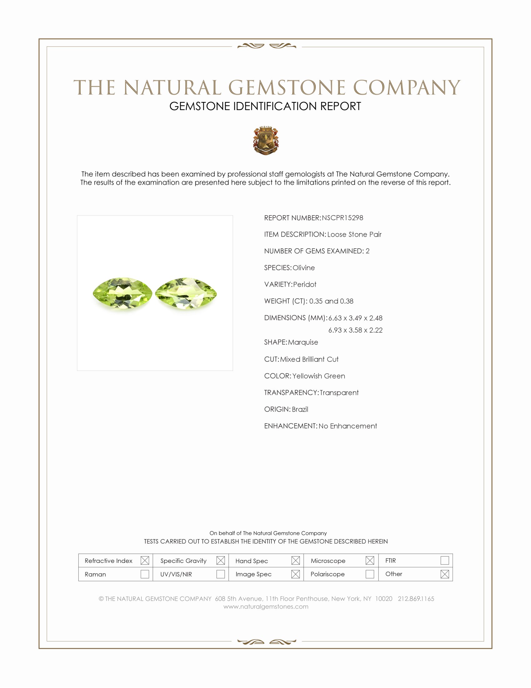 0.73 Ct.Tw. Yellowish Green Peridot Pair from Pakistan