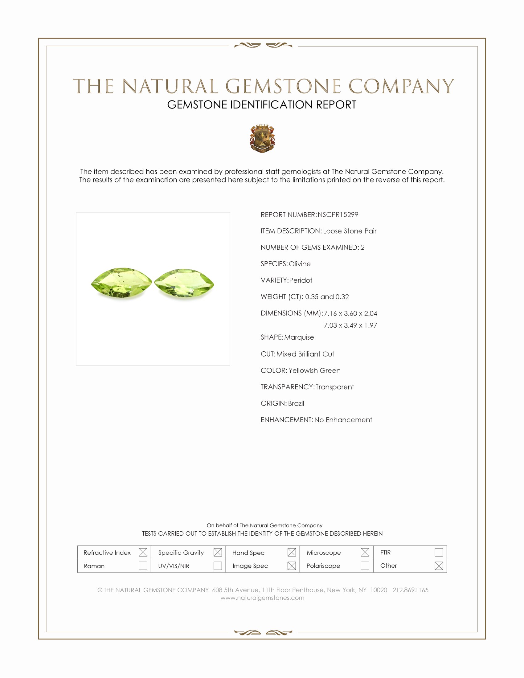 0.67 Ct.Tw. Yellowish Green Peridot Pair from Pakistan