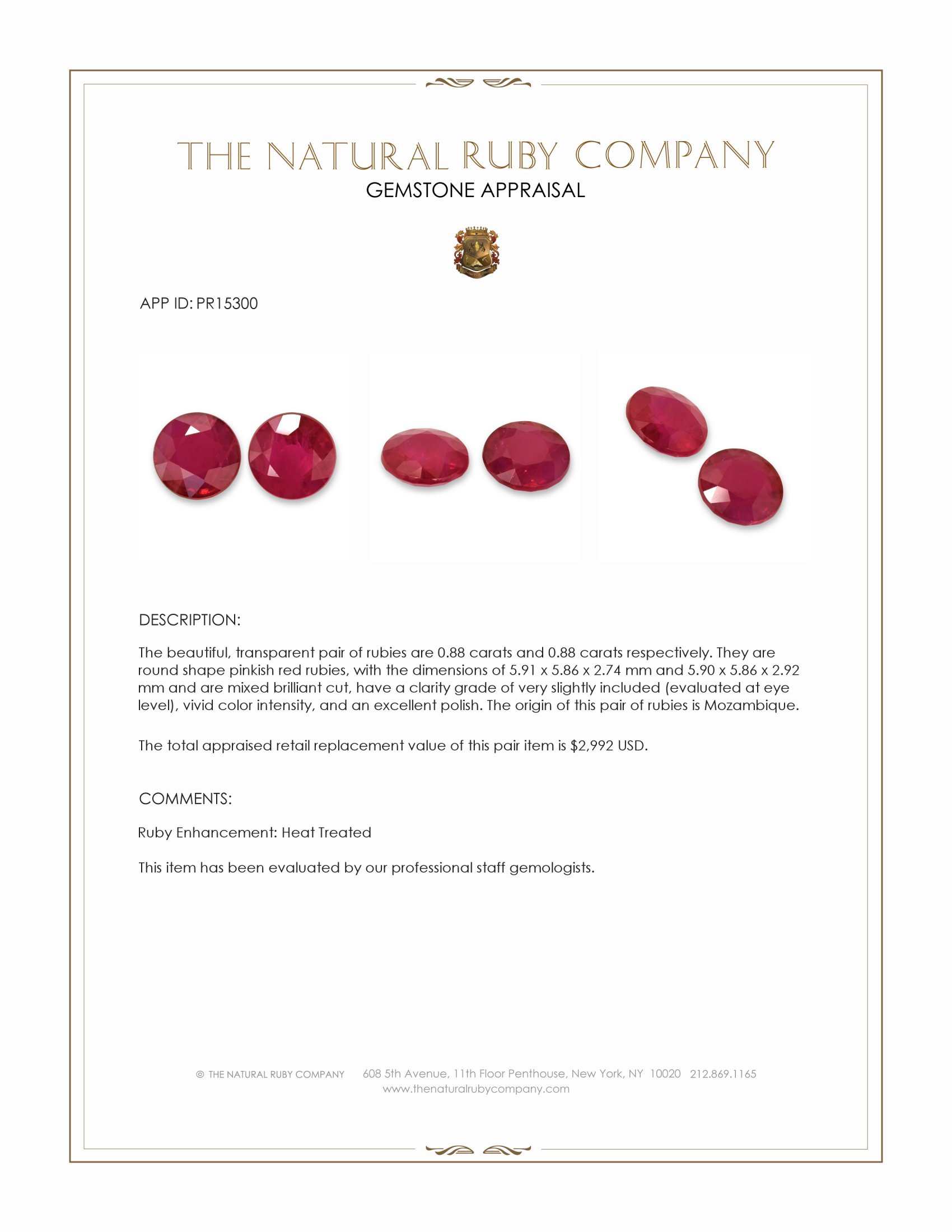 1.76 Ct.Tw. Pinkish Red Ruby Pair from Mozambique
