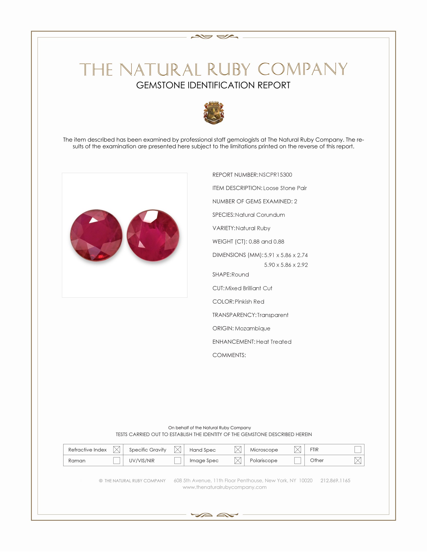 1.76 Ct.Tw. Pinkish Red Ruby Pair from Mozambique