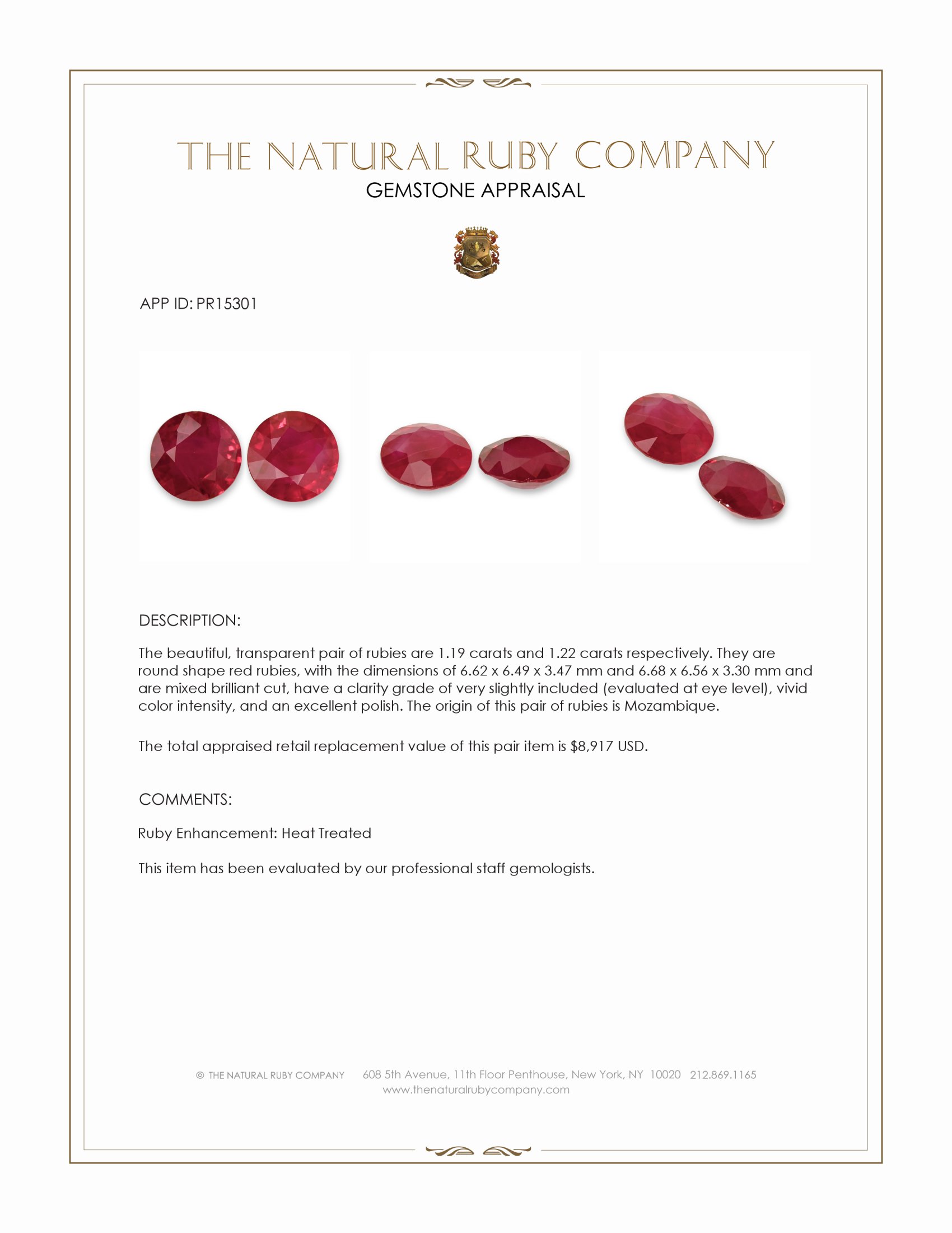 2.41 Ct.Tw. Ruby Pair from Mozambique
