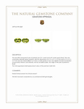 1.00&nbsp;Ct.Tw.Total Carat Weight Yellowish Green Peridot Pair from Brazil Appraisal