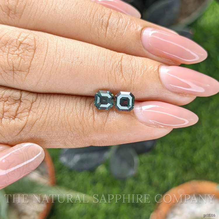 2.15 Ct.Tw. Bluish Green Sapphire Pair from Kenya