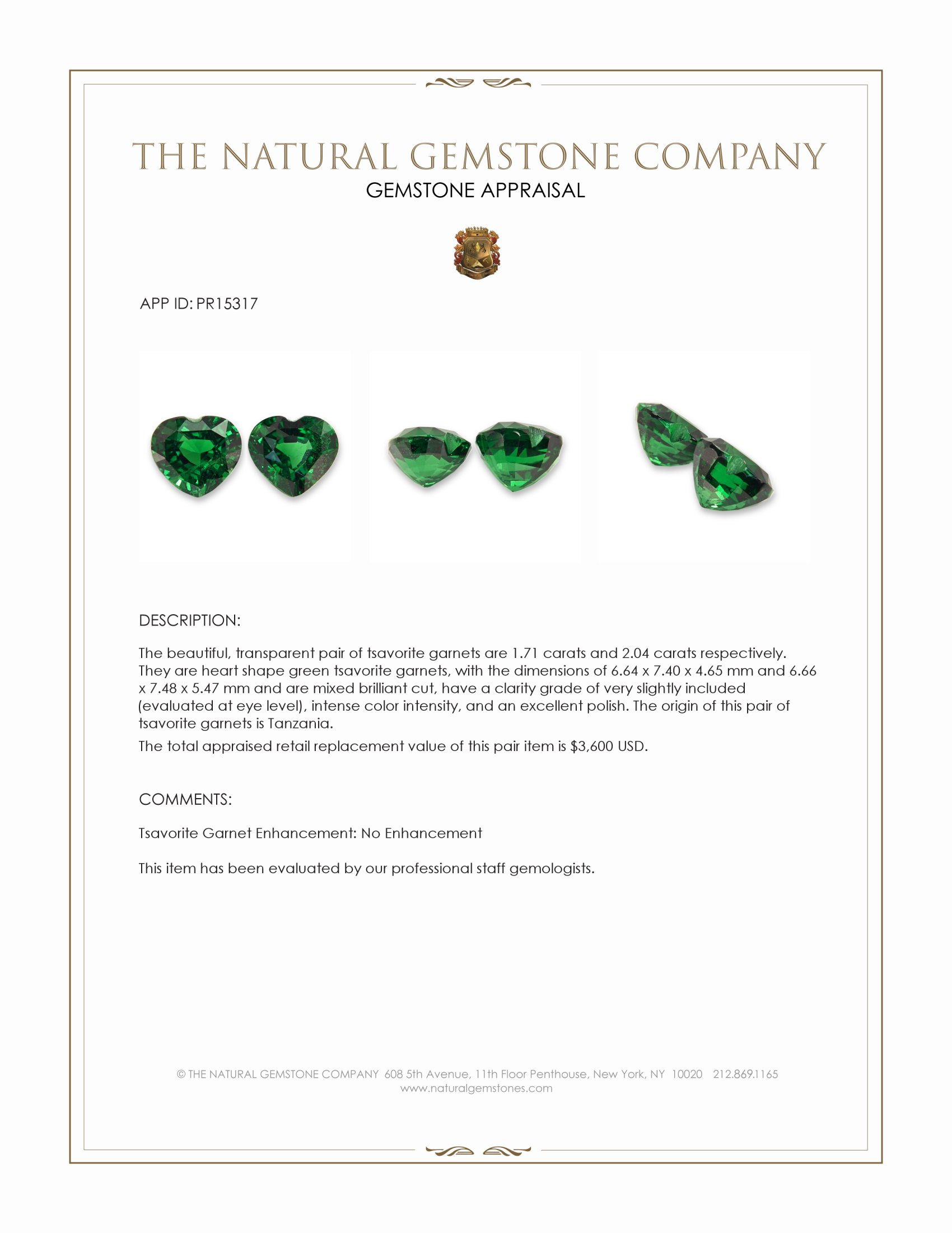 3.75 Ct.Tw. Tsavorite Garnet Pair from Tanzania