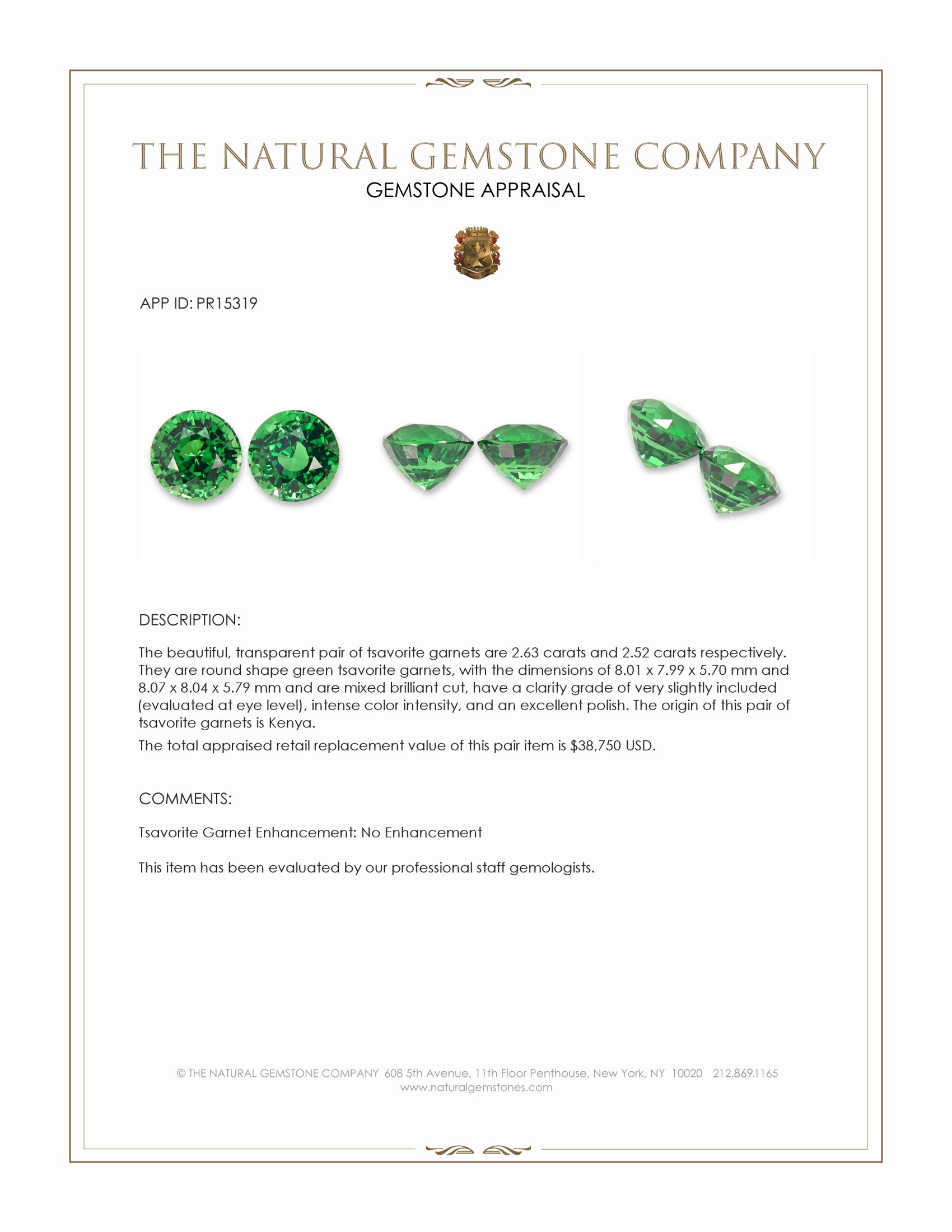 5.15 Ct.Tw. Tsavorite Garnet Pair from Kenya