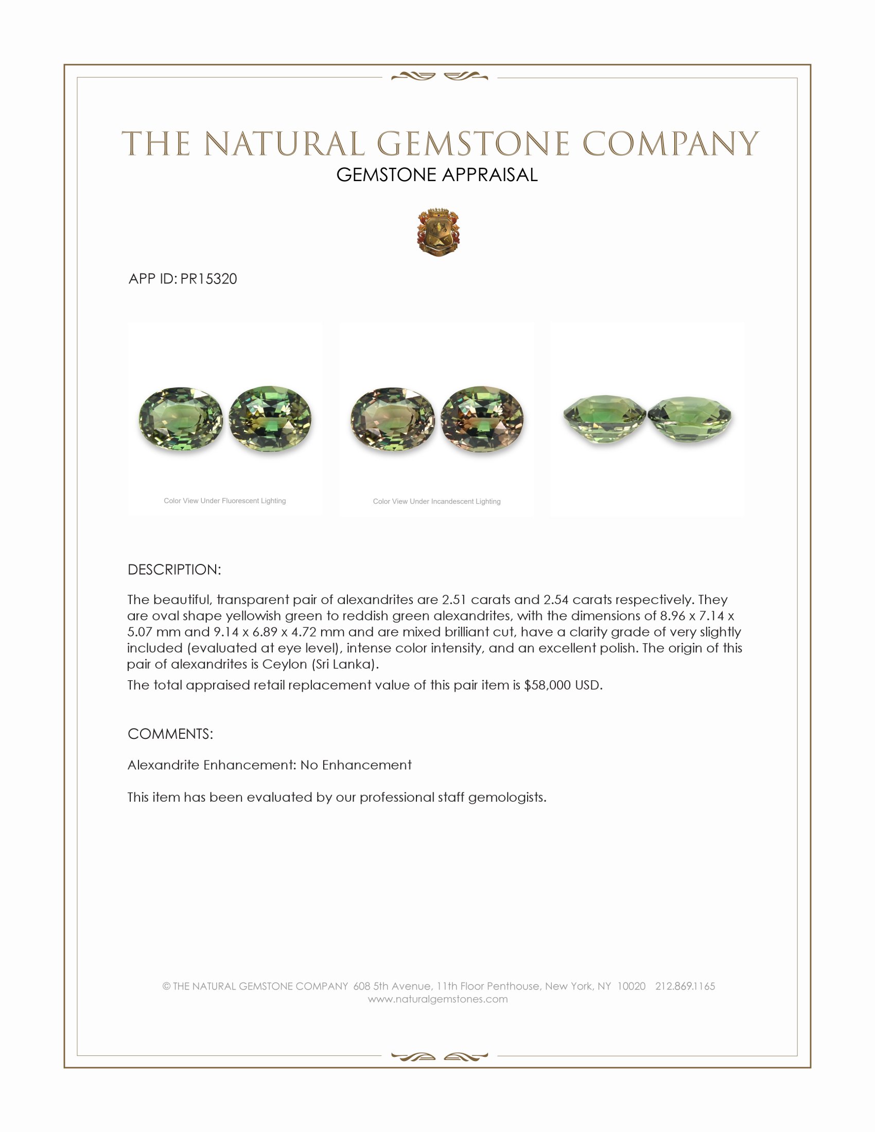 5.05 Ct.Tw. Alexandrite Pair from Ceylon (Sri Lanka)