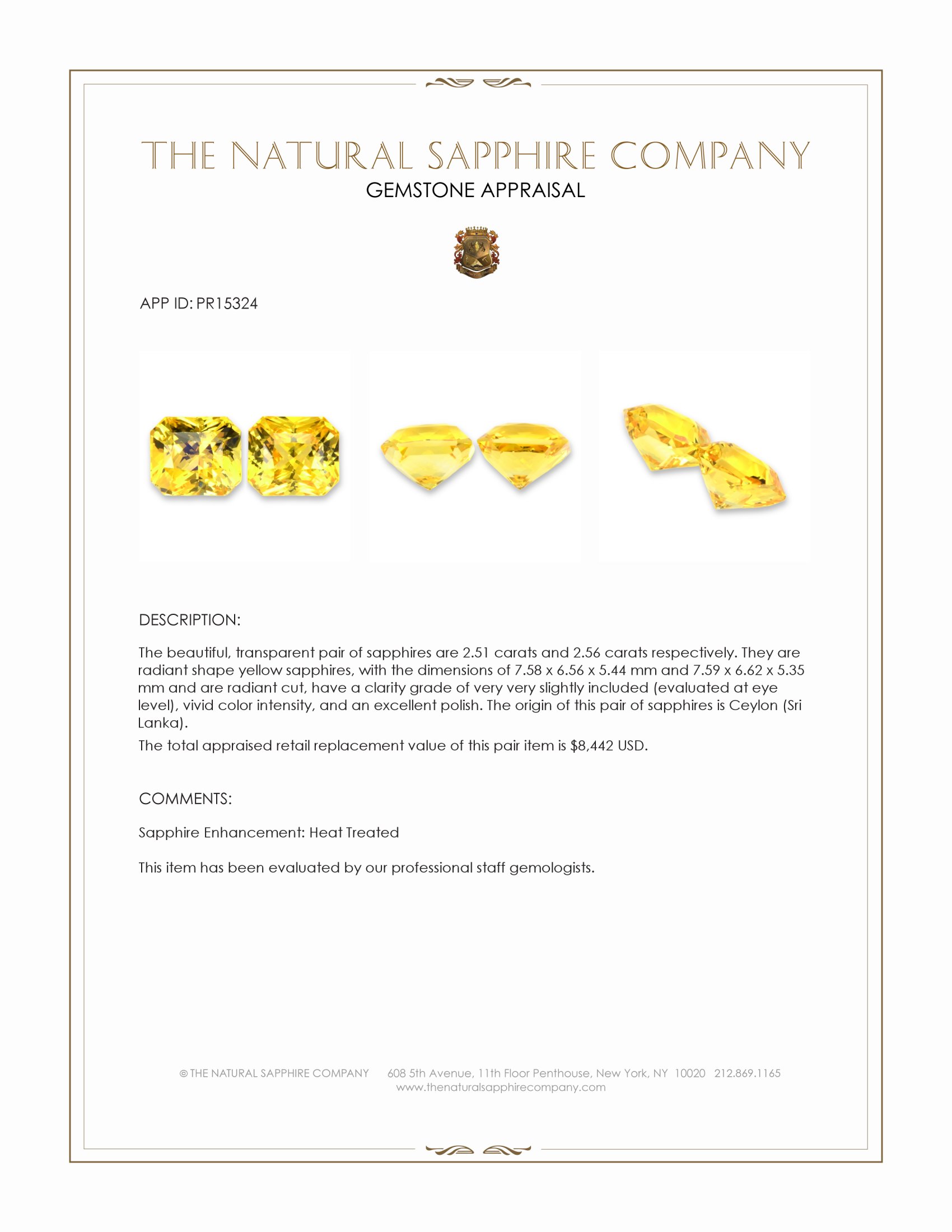 5.07 Ct.Tw. Yellow Sapphire Pair from Ceylon (Sri Lanka)