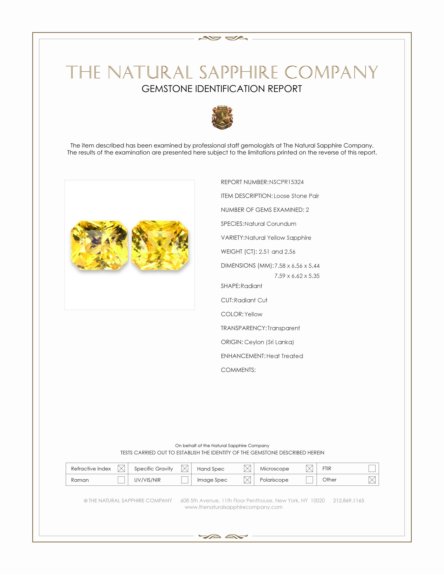 5.07 Ct.Tw. Yellow Sapphire Pair from Ceylon (Sri Lanka)