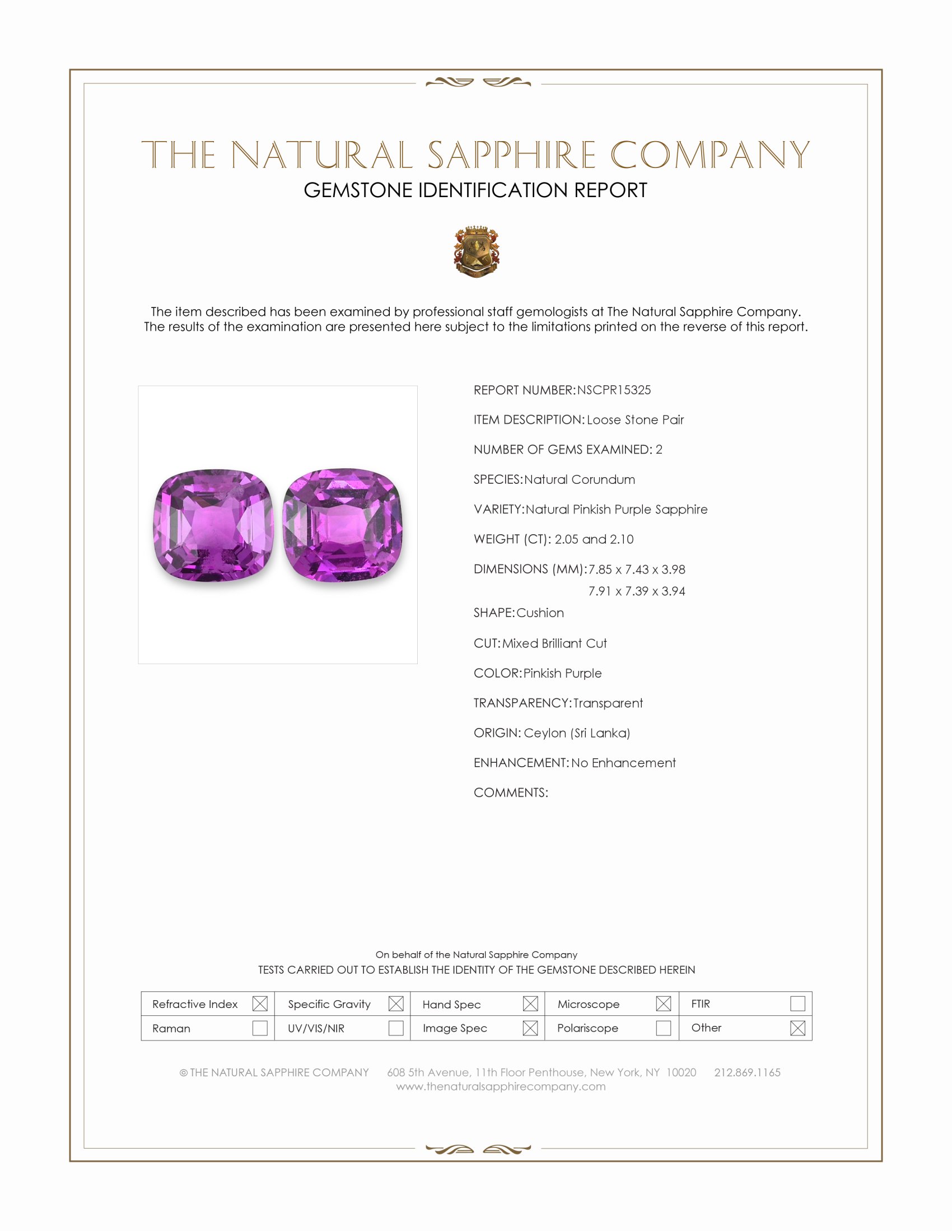 4.15 Ct.Tw. Pinkish Purple Sapphire Pair from Ceylon (Sri Lanka)