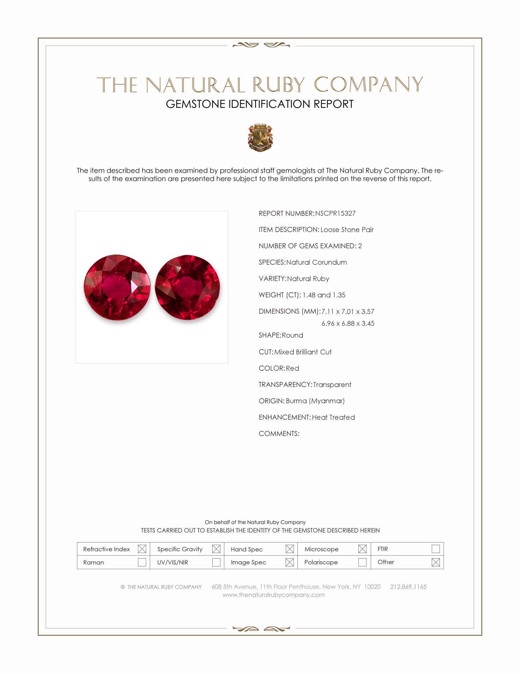 2.83 Ct.Tw. Ruby Pair from Burma (Myanmar)