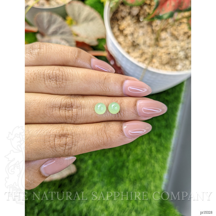 2.75 Ct.Tw. Green Cabochon Jade Pair from Burma (Myanmar)