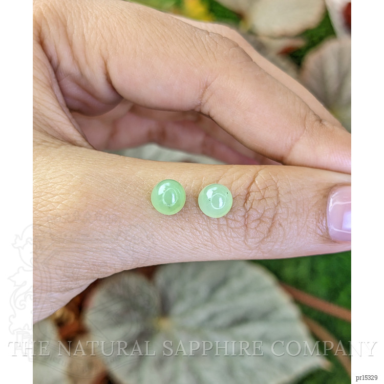2.74 Ct.Tw. Green Cabochon Jade Pair from Burma (Myanmar)