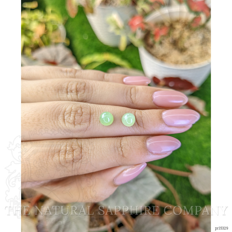 2.74 Ct.Tw. Green Cabochon Jade Pair from Burma (Myanmar)