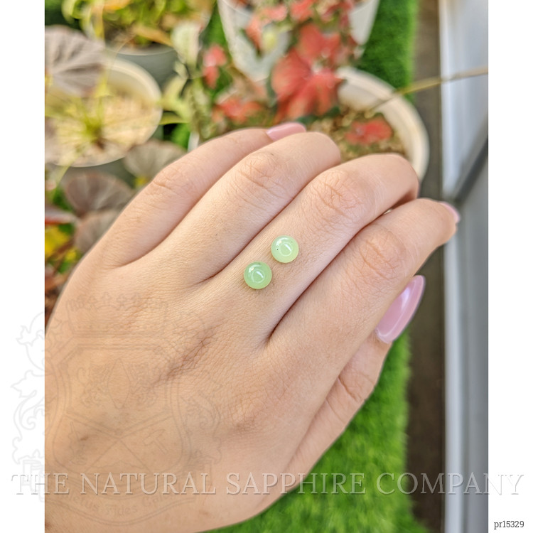 2.74 Ct.Tw. Green Cabochon Jade Pair from Burma (Myanmar)