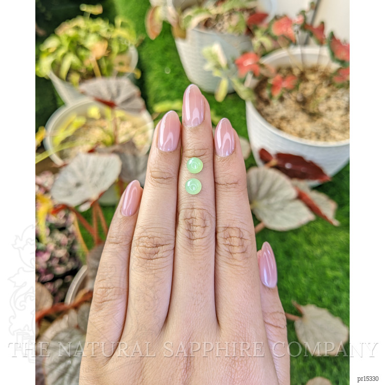 2.84 Ct.Tw. Green Cabochon Jade Pair from Burma (Myanmar)
