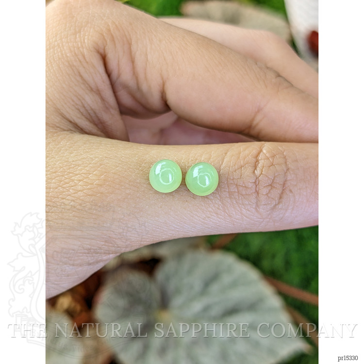 2.84 Ct.Tw. Green Cabochon Jade Pair from Burma (Myanmar)