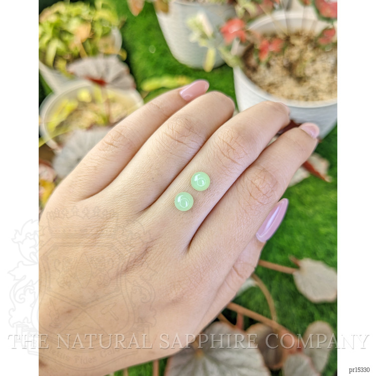 2.84 Ct.Tw. Green Cabochon Jade Pair from Burma (Myanmar)