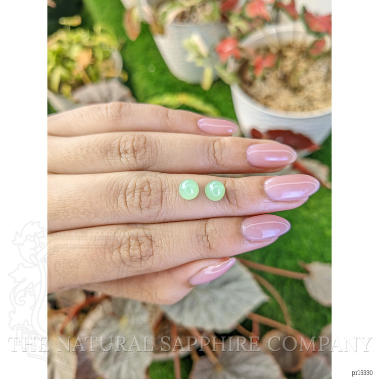 2.84 Ct.Tw. Green Cabochon Jade Pair from Burma (Myanmar)