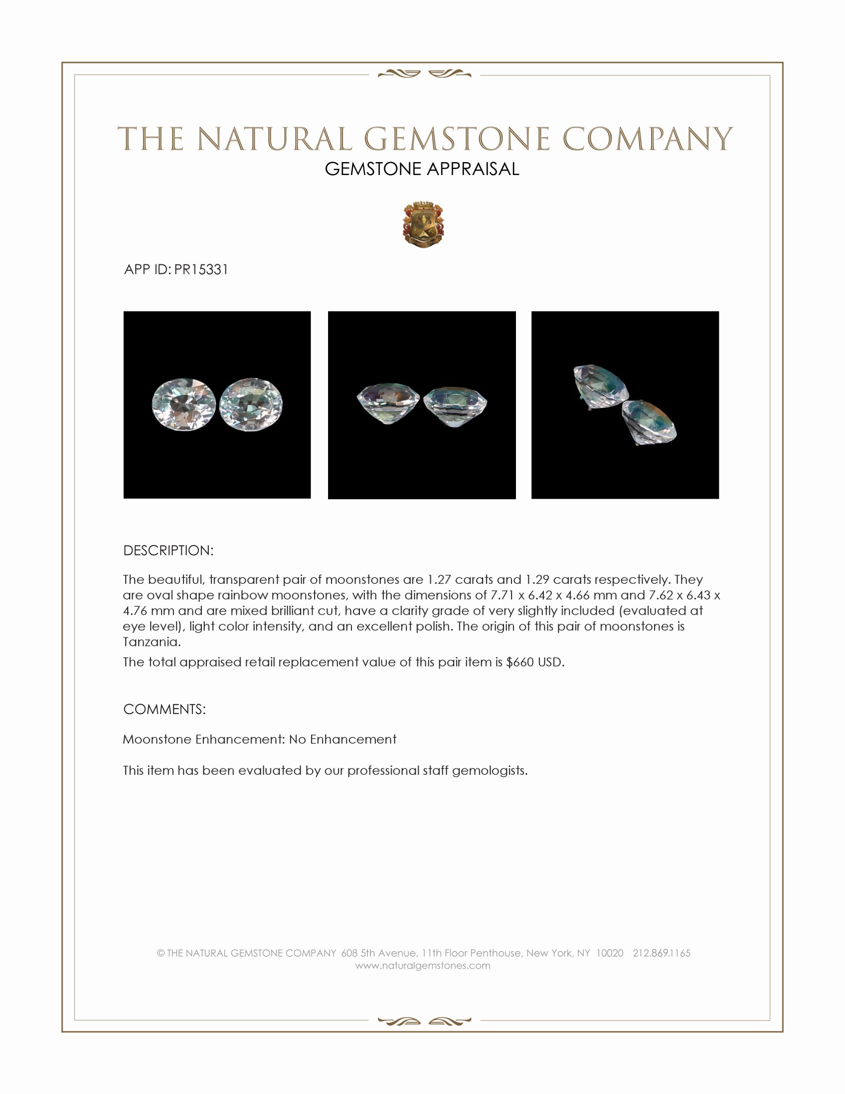 2.56 Ct.Tw. Rainbow Moonstone Pair from Tanzania