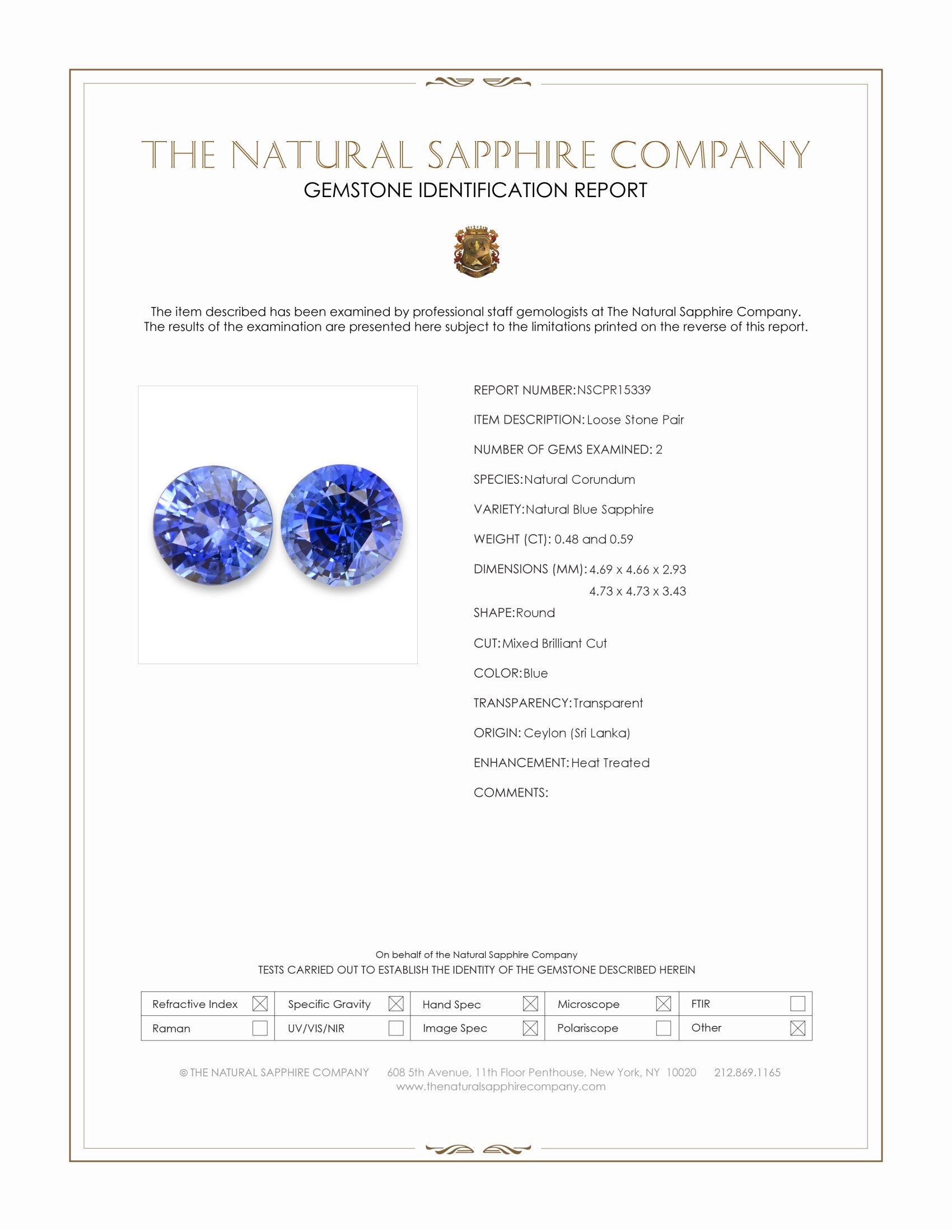 1.07 Ct.Tw. Blue Sapphire Pair from Ceylon (Sri Lanka)