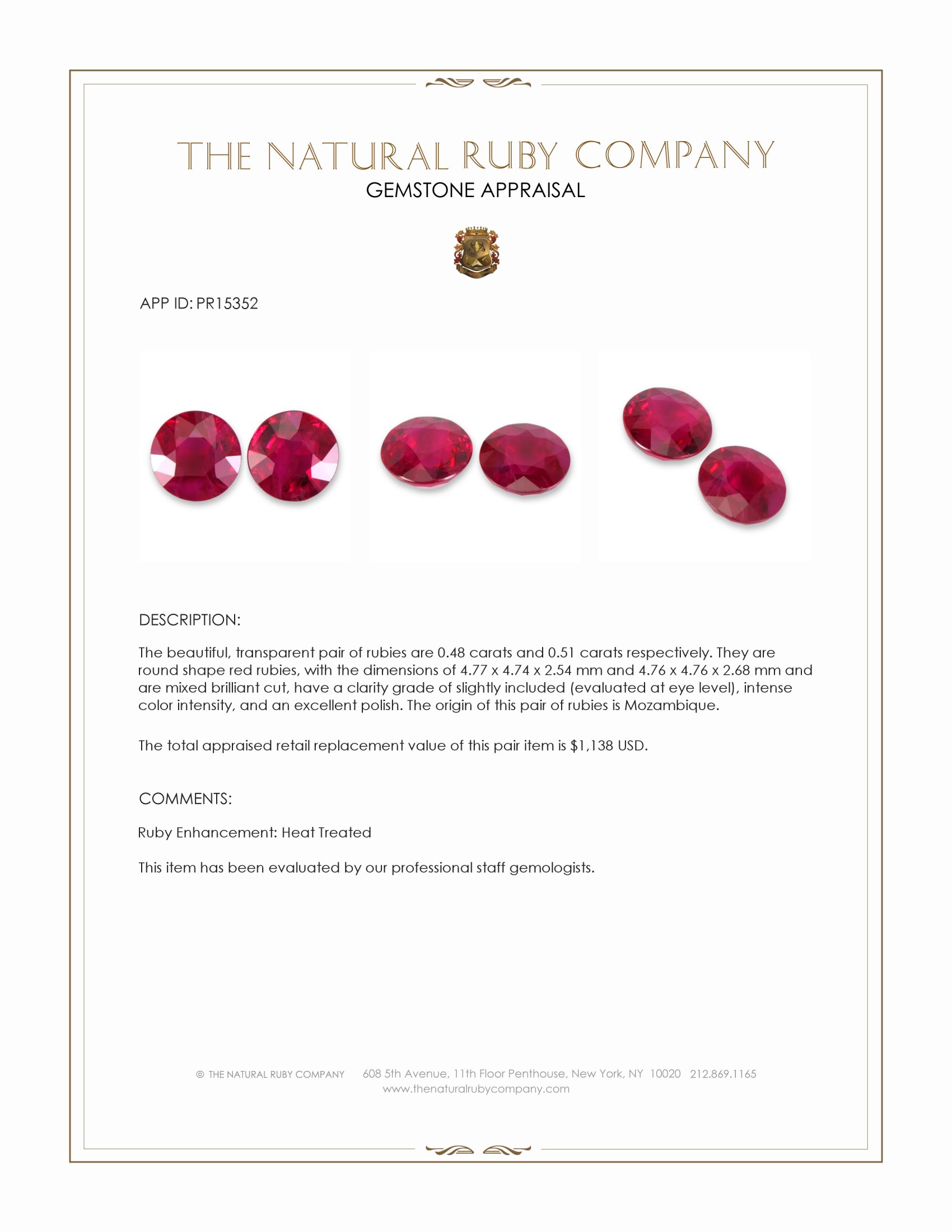 0.99 Ct.Tw. Ruby Pair from Mozambique