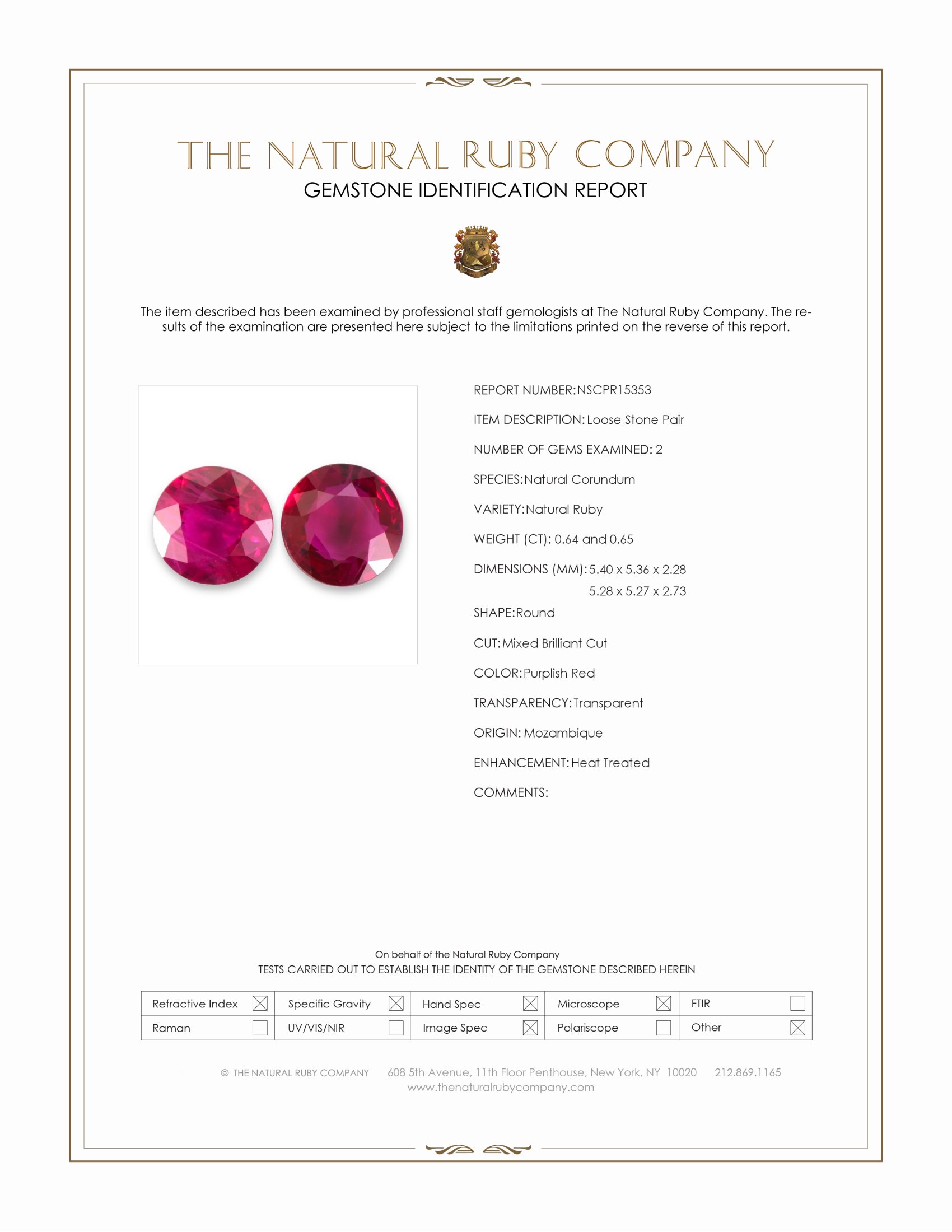 1.29 Ct.Tw. Purplish Red Ruby Pair from Mozambique