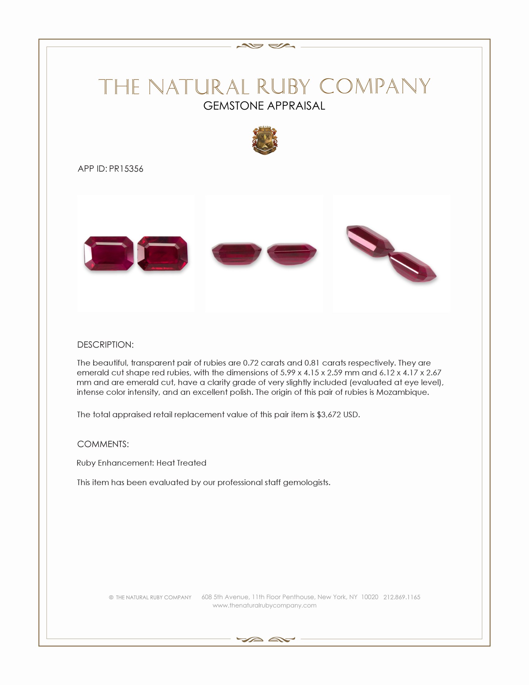 1.53 Ct.Tw. Ruby Pair from Mozambique
