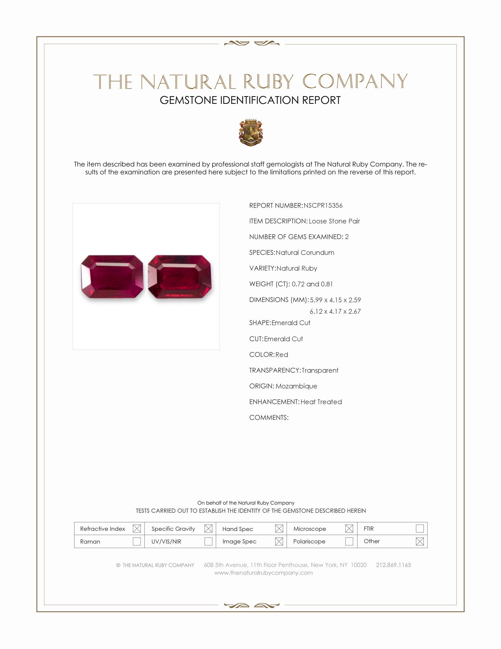 1.53 Ct.Tw. Ruby Pair from Mozambique
