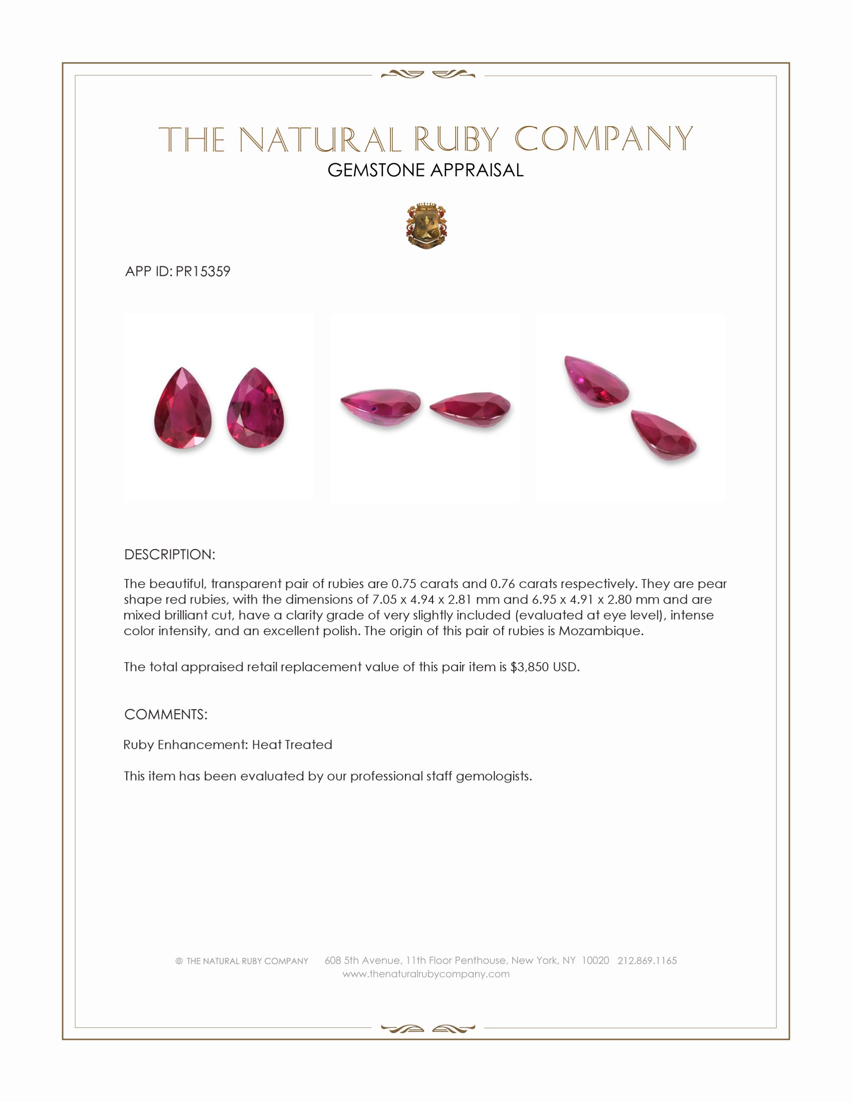 1.51 Ct.Tw. Ruby Pair from Mozambique
