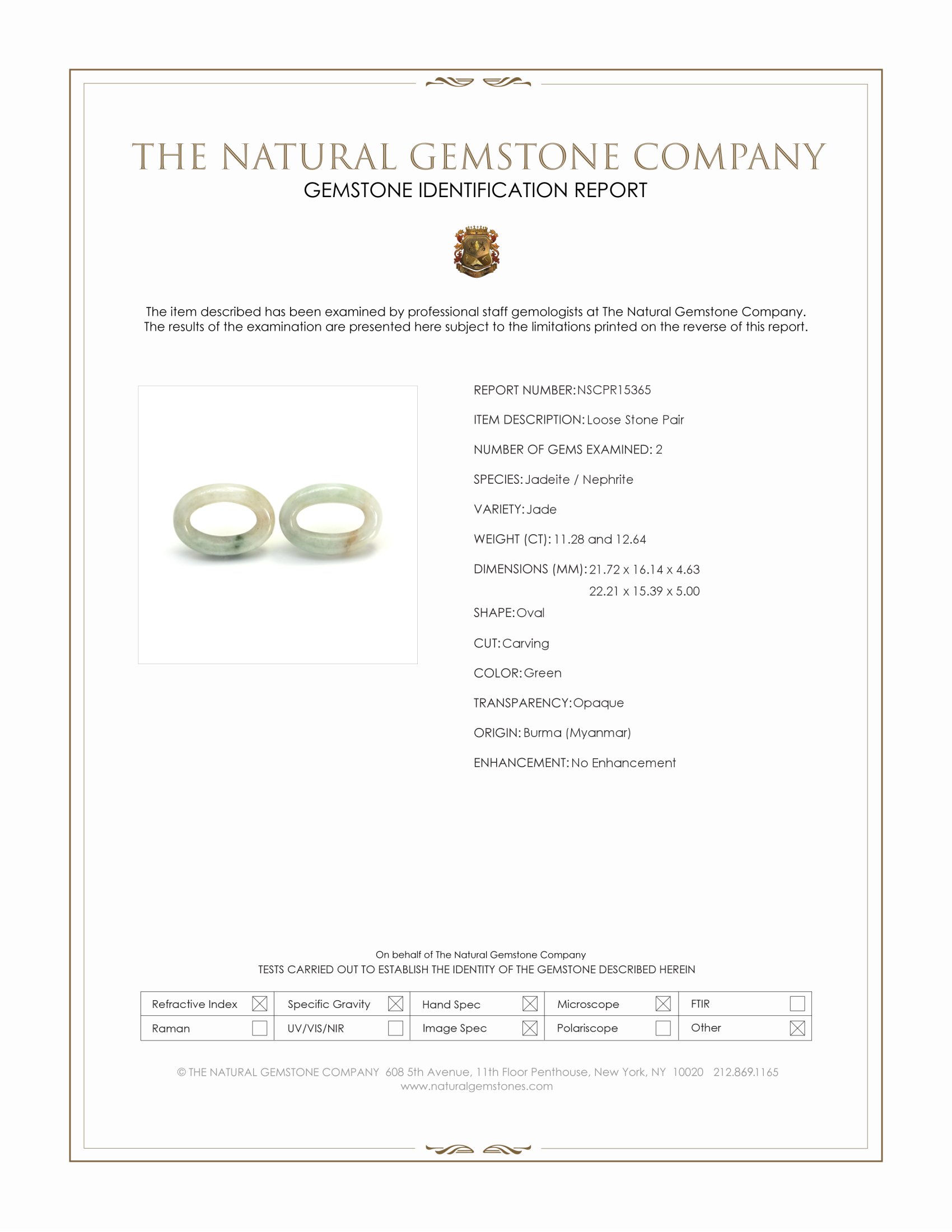 23.92 Ct.Tw. Green Jade Pair from Burma (Myanmar)
