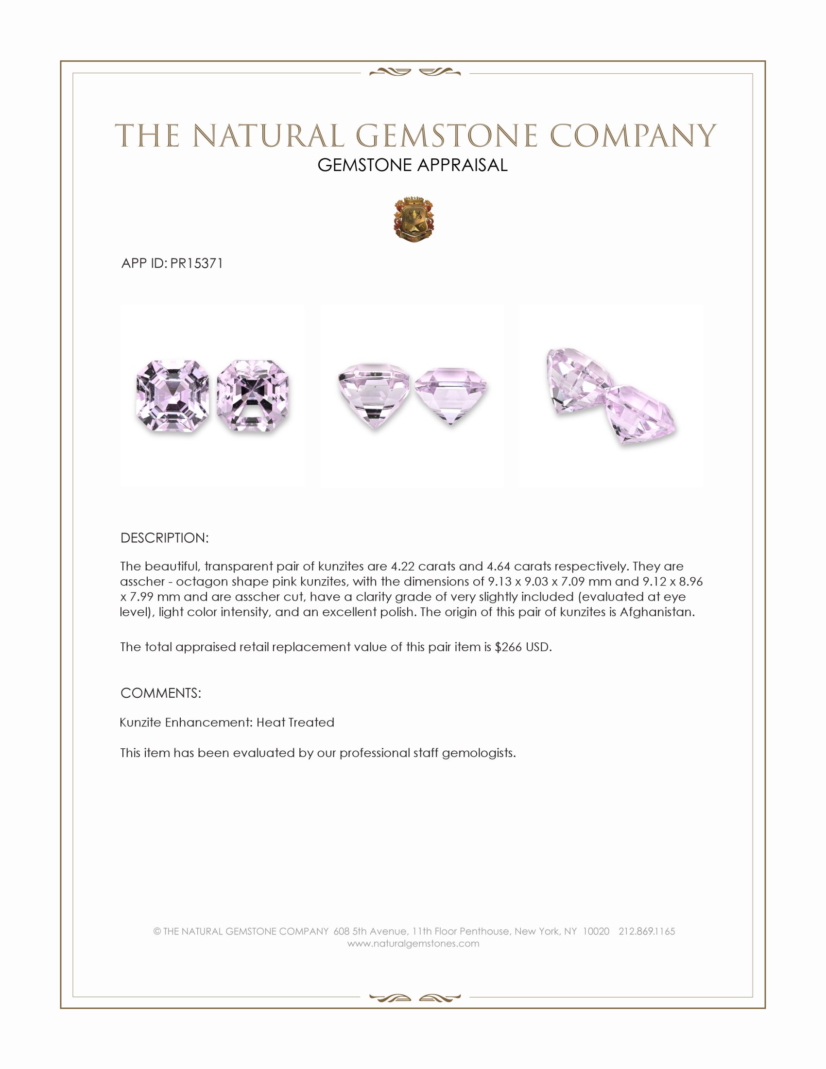 8.86 Ct.Tw. Pink Kunzite Pair from Afghanistan