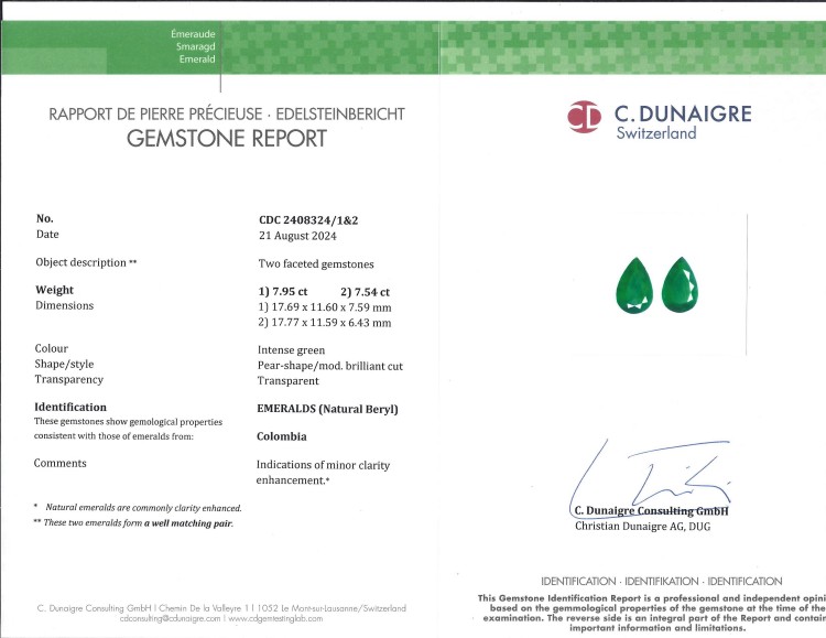 15.49 Ct.Tw. Emerald Pair from Colombia