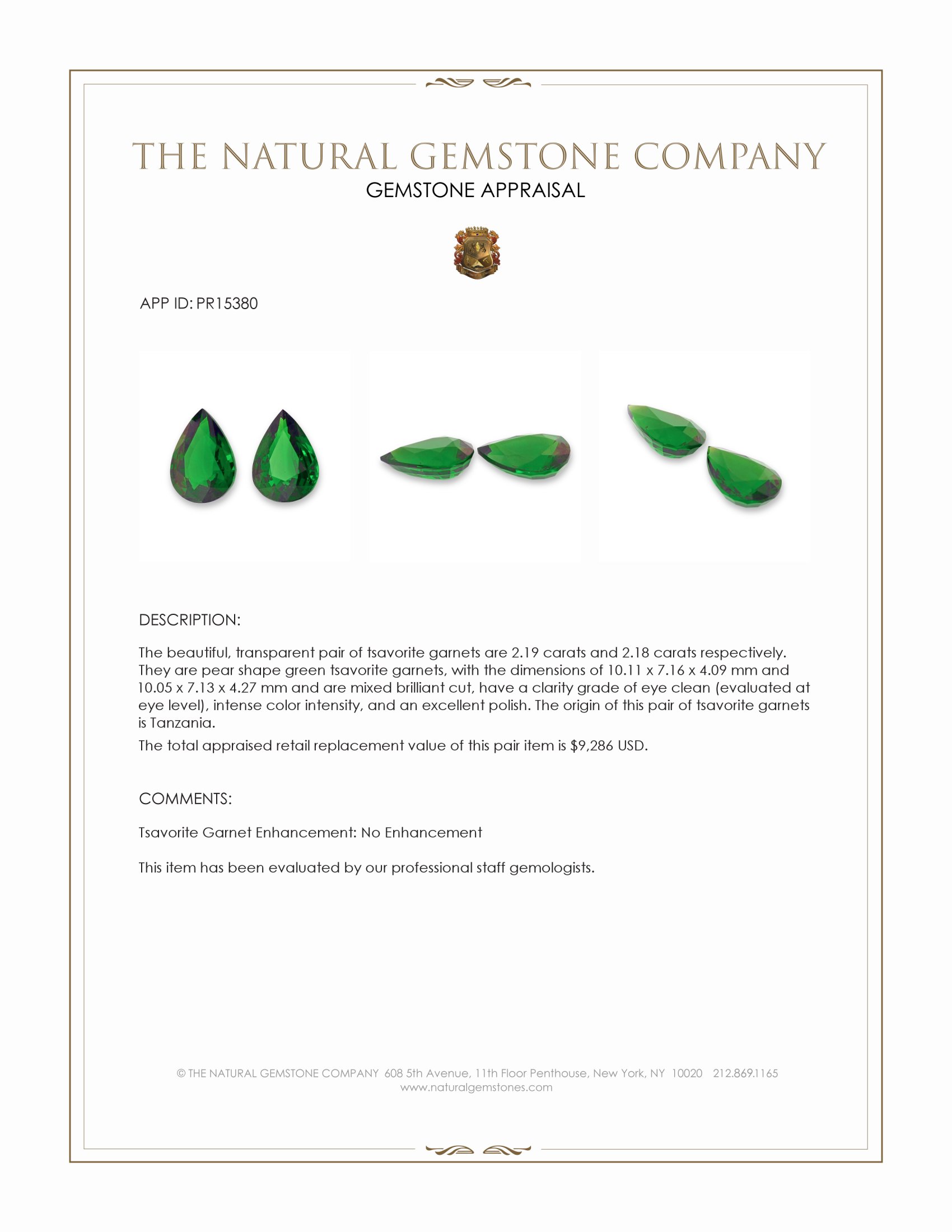 4.37 Ct.Tw. Tsavorite Garnet Pair from Tanzania