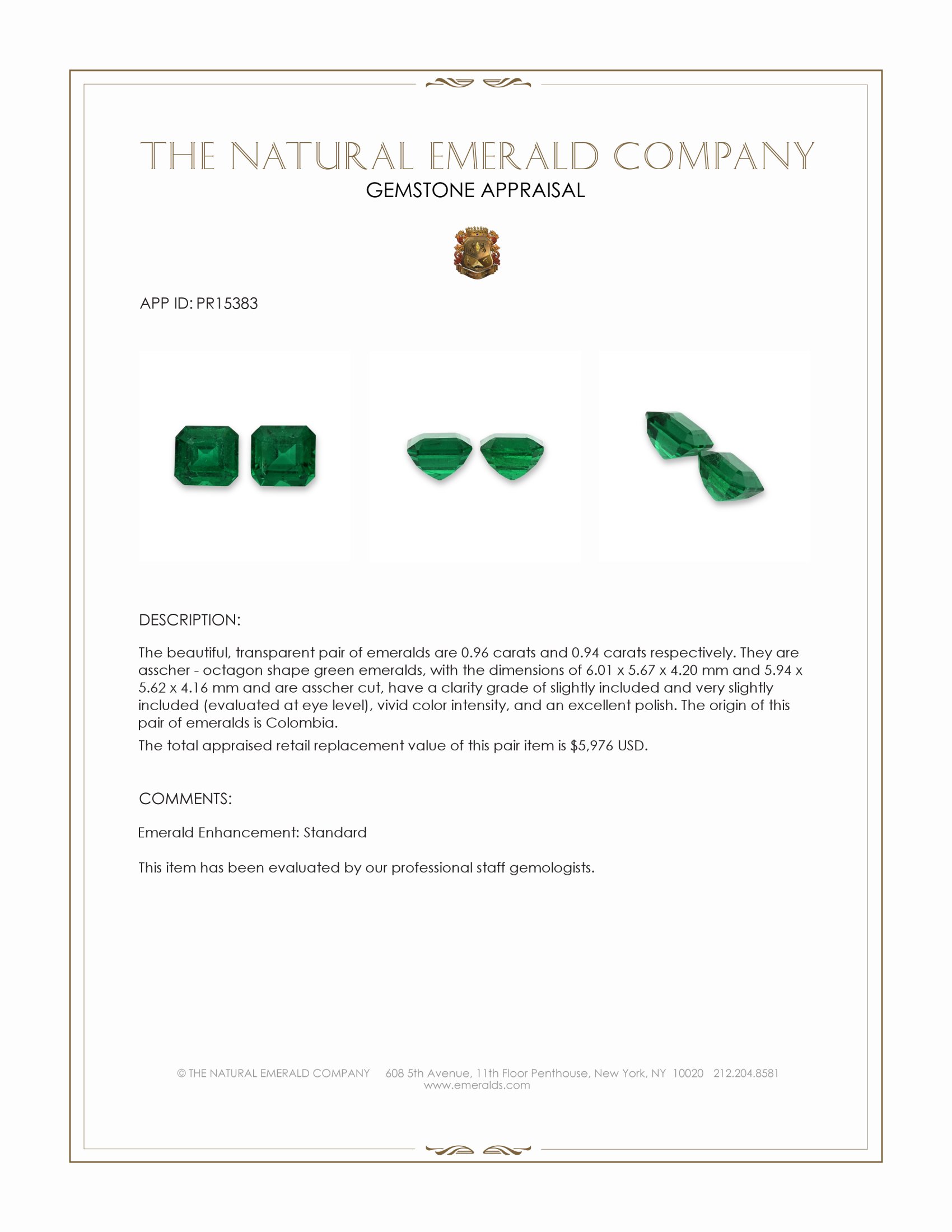 1.90 Ct.Tw. Emerald Pair from Colombia