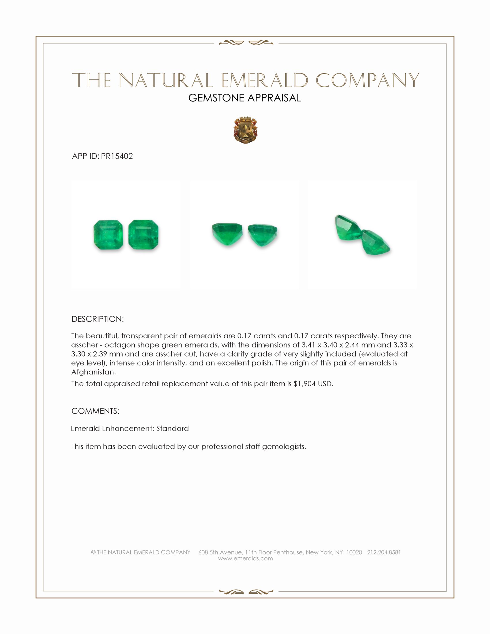 0.34 Ct.Tw. Emerald Pair from Afghanistan
