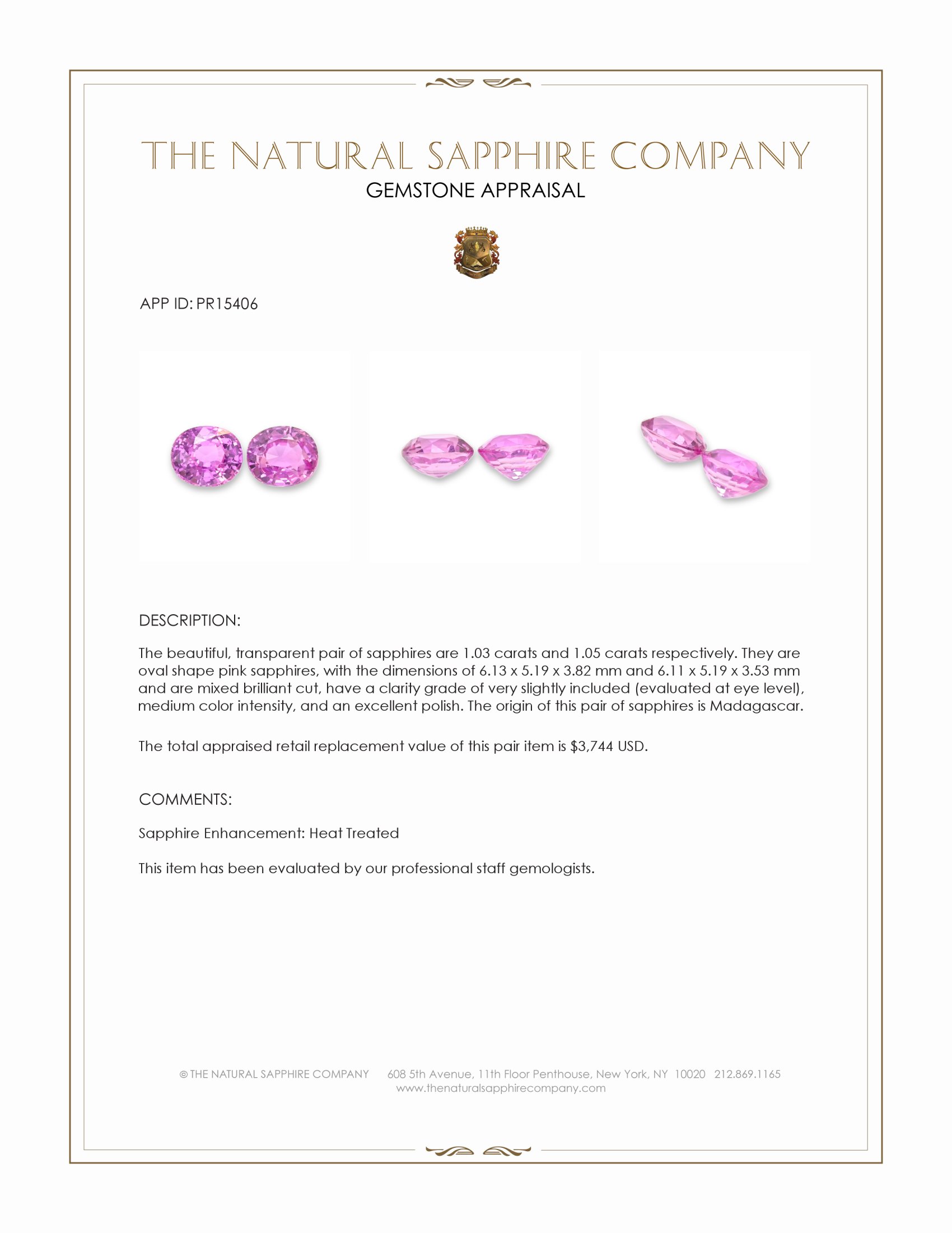 2.08 Ct.Tw. Pink Sapphire Pair from Madagascar