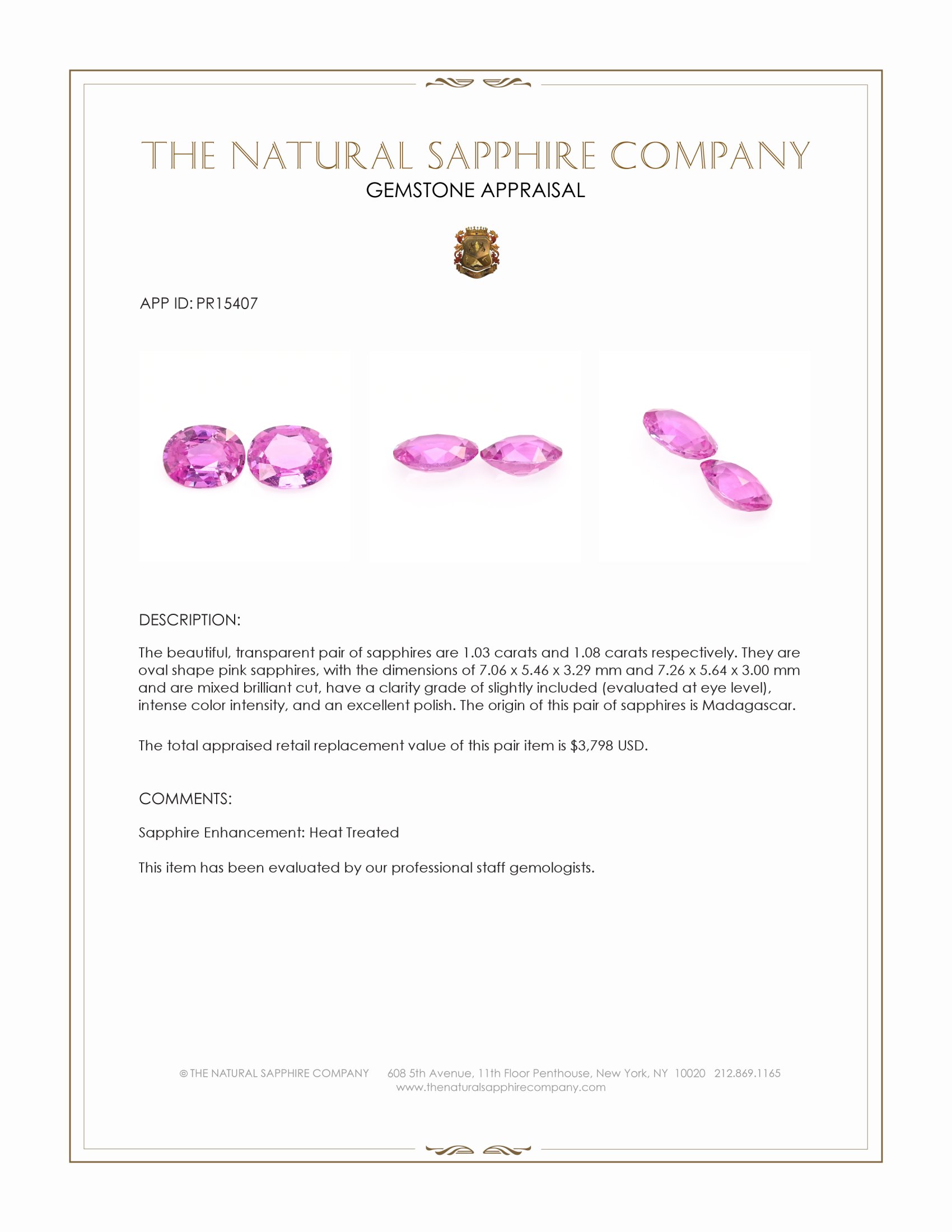 2.11 Ct.Tw. Pink Sapphire Pair from Madagascar