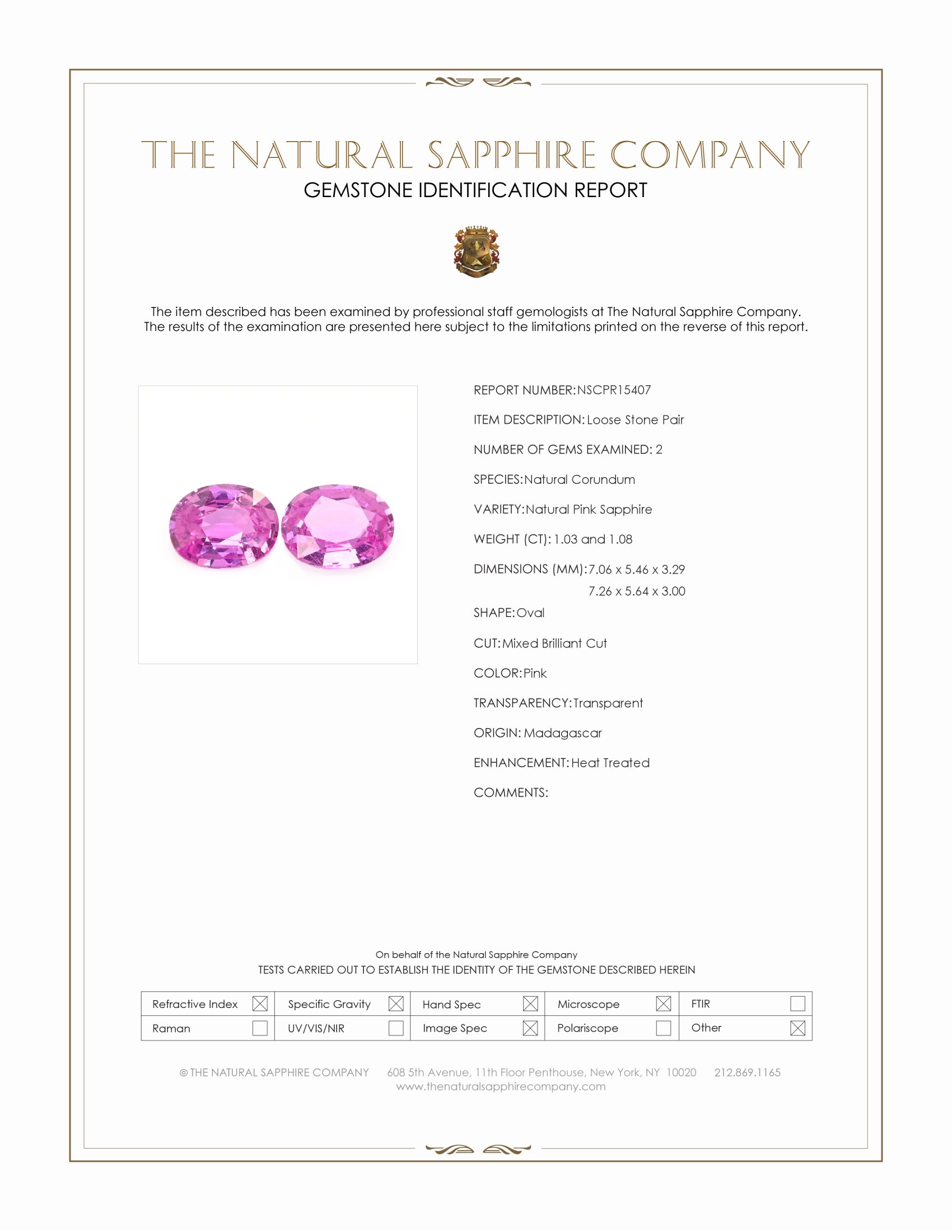 2.11 Ct.Tw. Pink Sapphire Pair from Madagascar