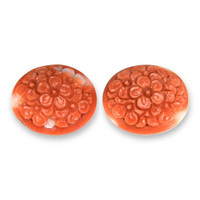 8.27&nbsp;Ct.Tw.Total Carat Weight Salmon and White Coral Pair from Japan Video