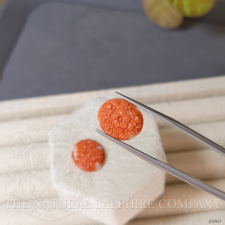 8.27 Ct.Tw. Salmon and White Coral Pair from Japan