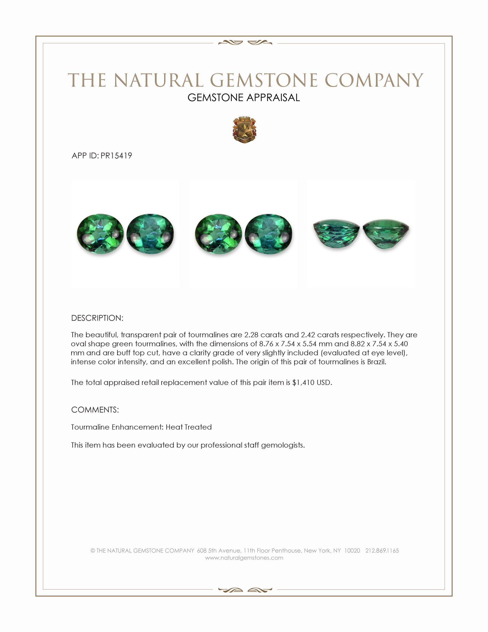 4.70 Ct.Tw. Green Cabochon Tourmaline Pair from Brazil