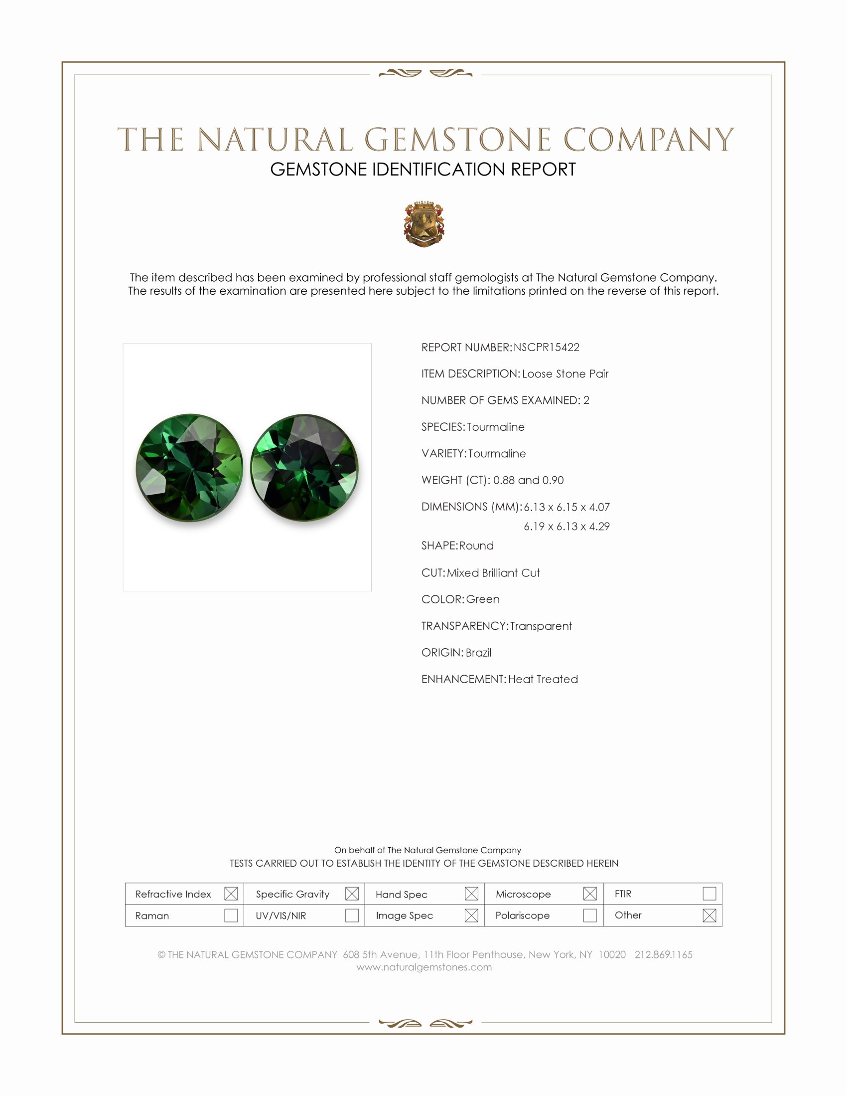 1.78 Ct.Tw. Green Tourmaline Pair from Brazil